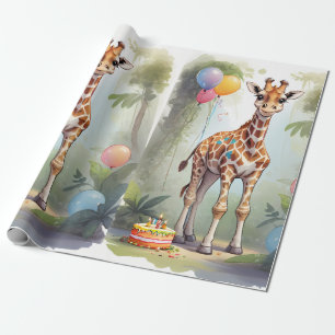 Giraffe & Cake im Dschungel   Schleifpapier Geschenkpapier