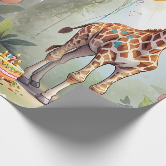 Giraffe & Cake im Dschungel | Schleifpapier Geschenkpapier (Ecke)