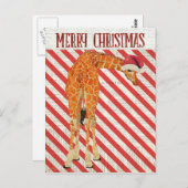Giraffe Candy Cane Postcard Postkarte (Vorne/Hinten)