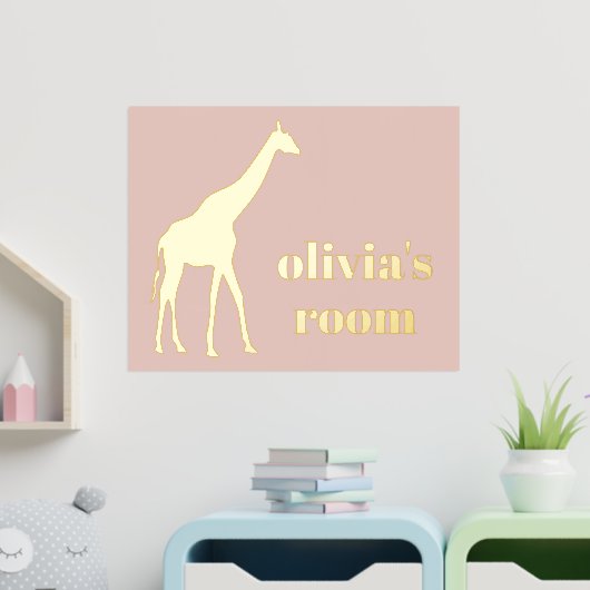 Giraffe Child Personalisiert Pink Foil Room Zeiche Foliendrucke (In Situ (Kinderzimmer))