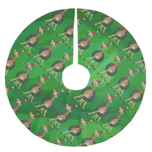 Giraffe Christmas Brushed Polyester Tree Skirt Weihnachtsbaumdecke