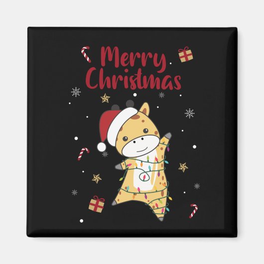 Giraffe Christmas Giraffen Winter Animals Magnet (Vorne)
