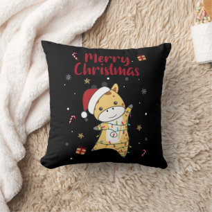 Giraffe Christmas Giraffes Winter Animals Throw Pi Kissen
