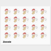 Giraffe Christmas Hat HO HO HO Runder Aufkleber (Blatt)