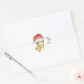 Giraffe Christmas Hat HO HO HO Runder Aufkleber (Umschlag)