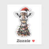 Giraffe Christmas Hat Xmas Aufkleber (Blatt)