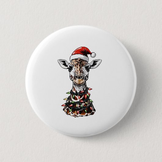 Giraffe Christmas Hat Xmas Button (Vorderseite)