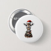 Giraffe Christmas Hat Xmas Button (Vorne & Hinten)