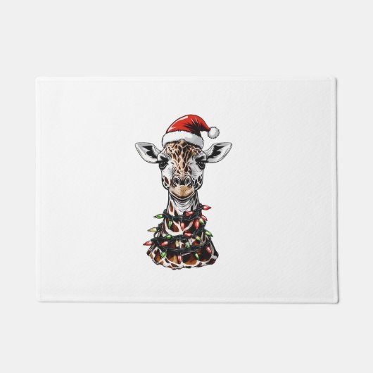 Giraffe Christmas Hat Xmas Fußmatte (Vorderseite)