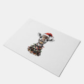 Giraffe Christmas Hat Xmas Fußmatte (Schrägansicht)