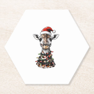 Giraffe Christmas Hat Xmas Untersetzer