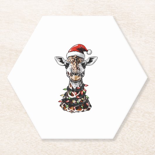 Giraffe Christmas Hat Xmas Untersetzer (Vorderseite)