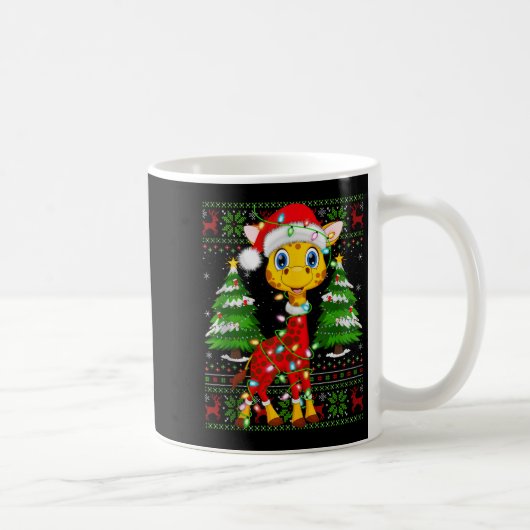 Giraffe Christmas Lights Santa Costume Ugly Xmas S Kaffeetasse (Rechts)