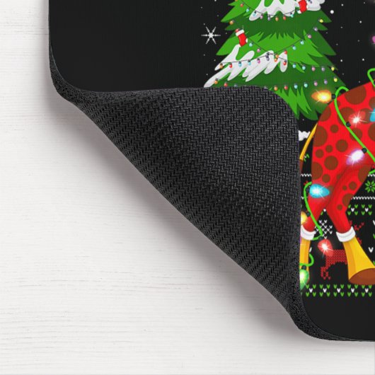 Giraffe Christmas Lights Santa Costume Ugly Xmas S Mousepad (Ecke)