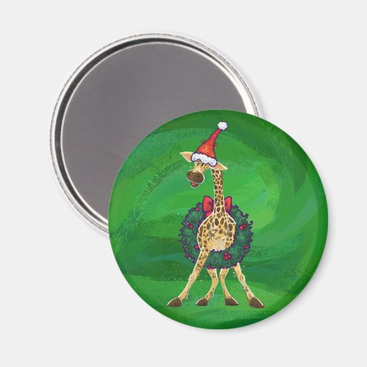 Giraffe Christmas Magnet (Vorderseite/Rückseite)