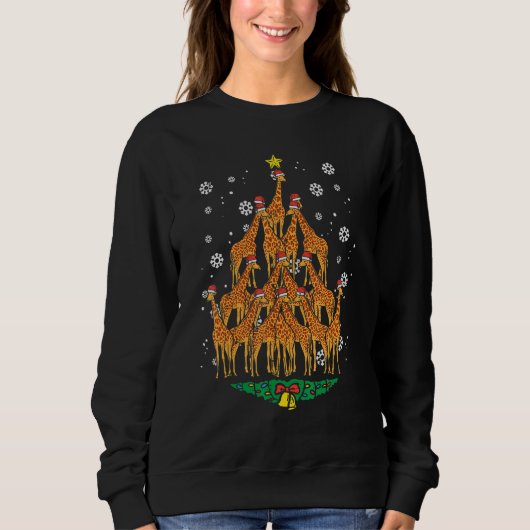 Giraffe Christmas Tree Animal Xmas Women Men Sweatshirt (Vorderseite)