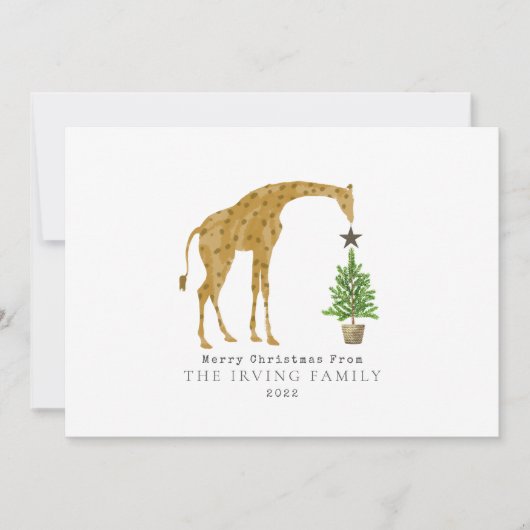 Giraffe Christmas Tree Feiertagskarte (Vorderseite)