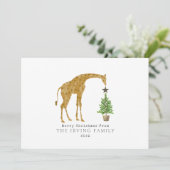 Giraffe Christmas Tree Feiertagskarte (Stehend Vorderseite)