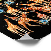 Giraffe Christmas Tree Floral Giraffe Xmas Lights  Poster (Ecke)