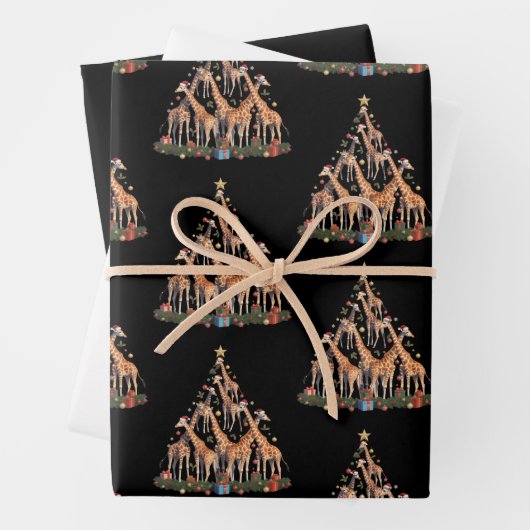 Giraffe Christmas Tree Santa African Wildlife Farm Geschenkpapier Set (Beispiel)