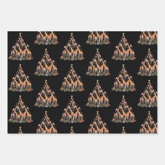 Giraffe Christmas Tree Santa African Wildlife Farm Geschenkpapier Set (Vorderseite)