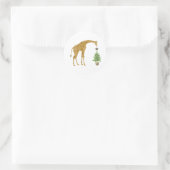 Giraffe Christmas Tree Star Runder Aufkleber (Tasche)
