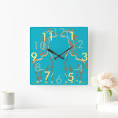 Giraffe Clock Fun Niedlicher Tiere Modernes Künstl Quadratische Wanduhr (Zuhause)