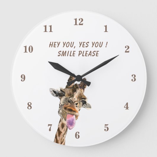 Giraffe Clock Funny Gift - Benutzerdefinierter Tex Große Wanduhr (Vorderseite)