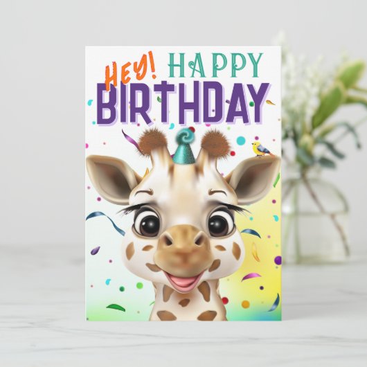 Giraffe Confetti Birthday (Stehend Vorderseite)
