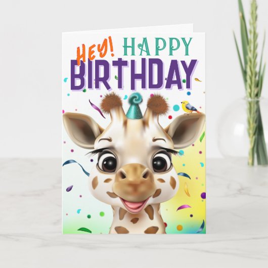 Giraffe Confetti Birthday Karte (Vorderseite)