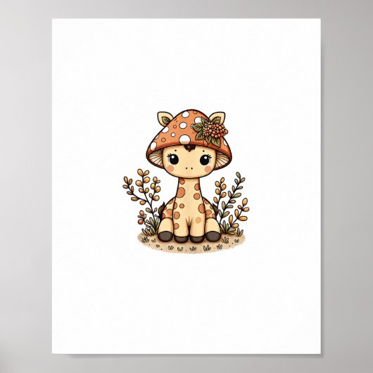 Giraffe Cottagecore Pilz Poster (Vorne)
