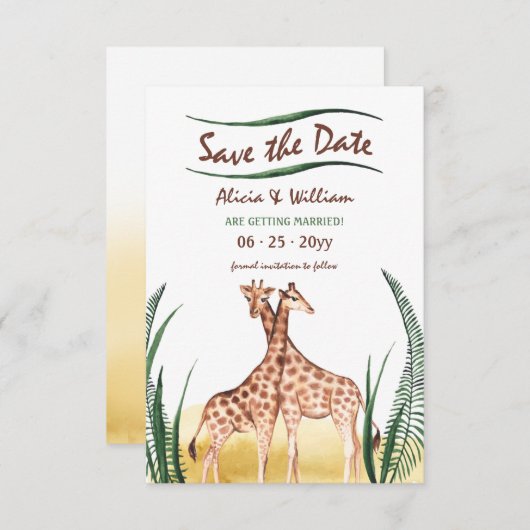 Giraffe Couple Ankündigung Datum freihalten (Vorne/Hinten)