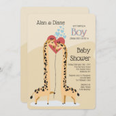 Giraffe Couple Boy Baby Shower Einladung (Vorne/Hinten)