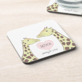 Giraffe Couple Verlobung/ Hochzeit Getränkeuntersetzer (Linke Seite)