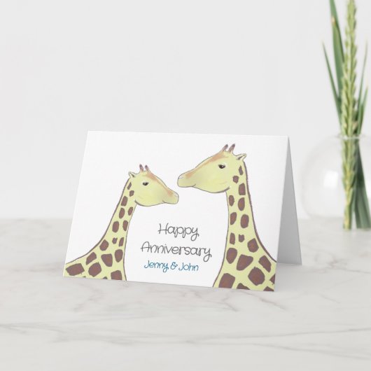 Giraffe Couple Wedding Anniversary Karte (Vorderseite)