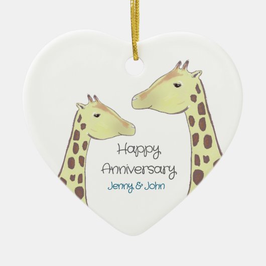 Giraffe Couple Wedding Anniversary Keramik Ornament (Vorne)