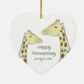 Giraffe Couple Wedding Anniversary Keramik Ornament (Hinten)