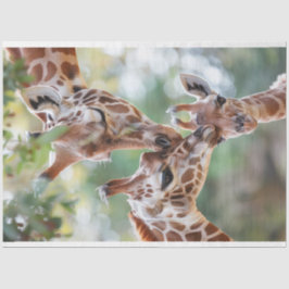 Giraffe Daddy Mama Baby Decoupage Seidenpapier
