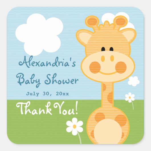 Giraffe Danke Labels Quadratischer Aufkleber (Vorderseite)