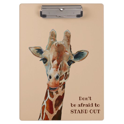 Giraffe das Safari Tier Aquarell Klemmbrett (Vorderseite)