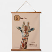 Giraffe das Safari Tier Aquarell  Wandteppich Mit Holzrahmen (Vorderseite)