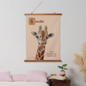 Giraffe das Safari Tier Aquarell Wandteppich Mit Holzrahmen (Schlafzimmer)