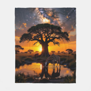 Giraffe, das Wasser in afrikanischer kosmischer So Fleecedecke
