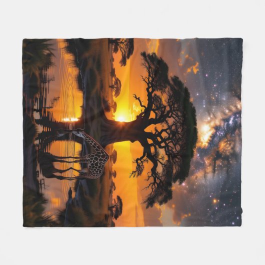 Giraffe, das Wasser in afrikanischer kosmischer So Fleecedecke (Vorderseite (Horizontal))