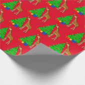 Giraffe dekoriert Weihnachtsbaum mit Star Geschenkpapier (Ecke)