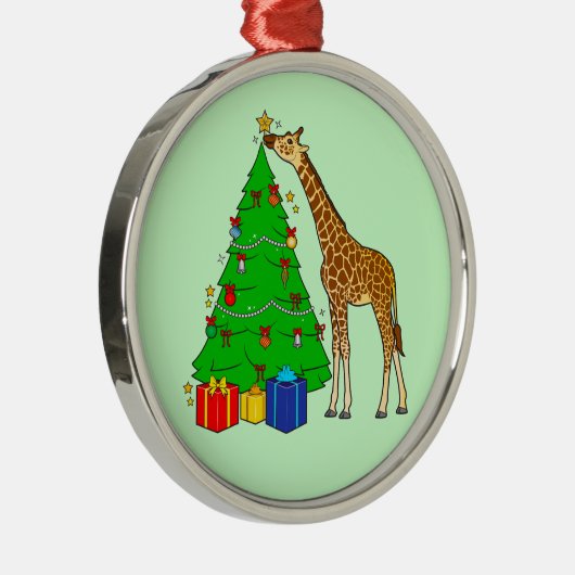 Giraffe dekoriert Weihnachtsbaum mit Star Ornament Aus Metall (Rechts)