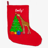 Giraffe Dekoriert Weihnachtsbaum mit Stern Großer Weihnachtsstrumpf (Vorderseite)