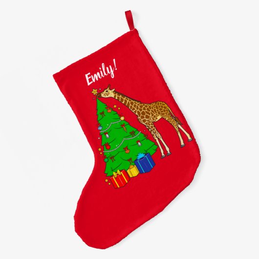 Giraffe Dekoriert Weihnachtsbaum mit Stern Großer Weihnachtsstrumpf (Rückseite (Hängend))