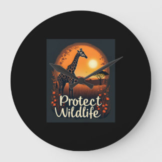 Giraffe der Spitzengruppe der Savanna Große Wanduhr