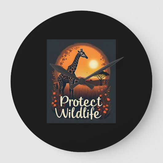 Giraffe der Spitzengruppe der Savanna Große Wanduhr (Vorderseite)